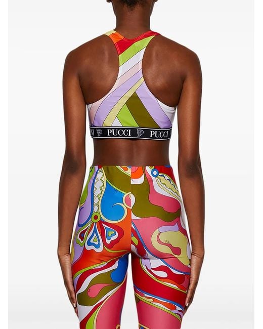 Emilio Pucci Multicolor Iris-Print Crop Top