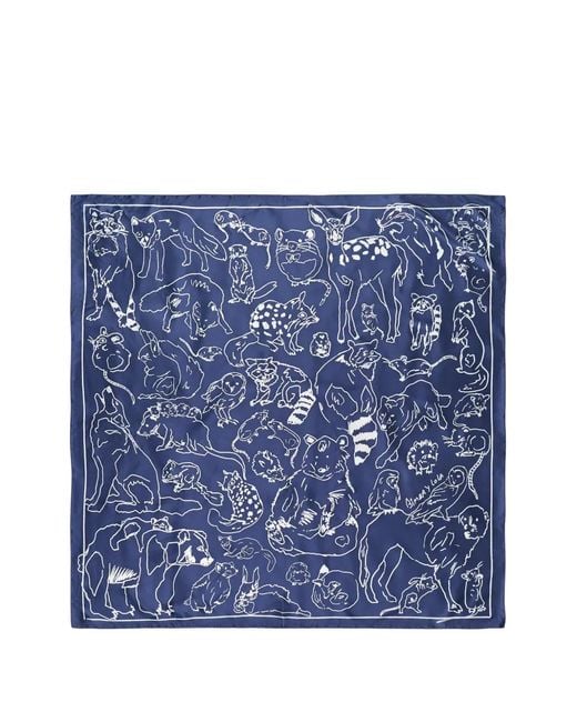 Bimba Y Lola Blue Denim Animal Sketch Scarf