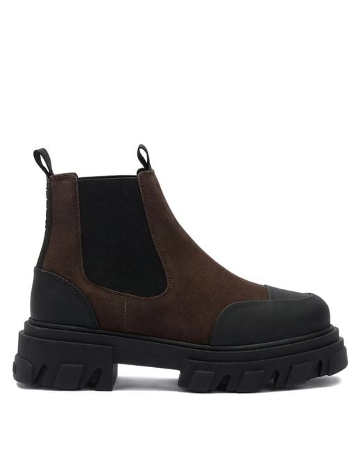 Ganni Black Cleated Low Chelsea Boots