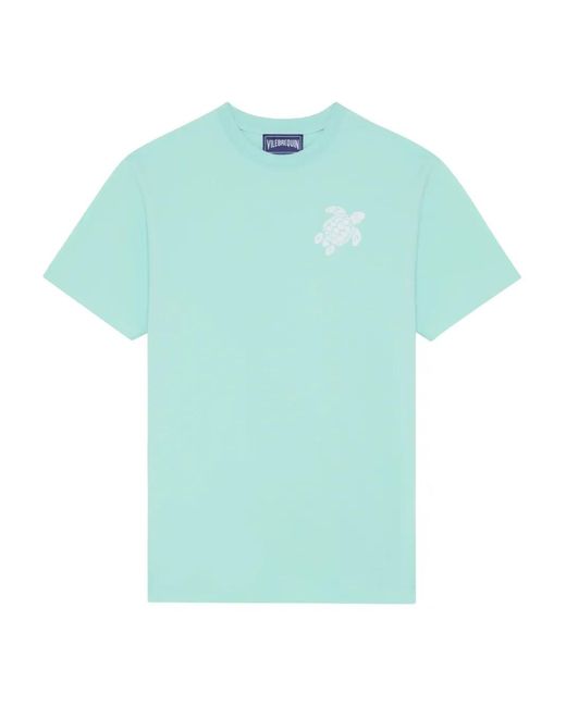 Vilebrequin Blue Turtle-Embroidery Crew-Neck T-Shirt for men