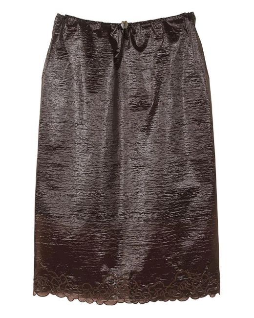 CECILIE BAHNSEN Brown Floral-Trim Briaskirt Skirt