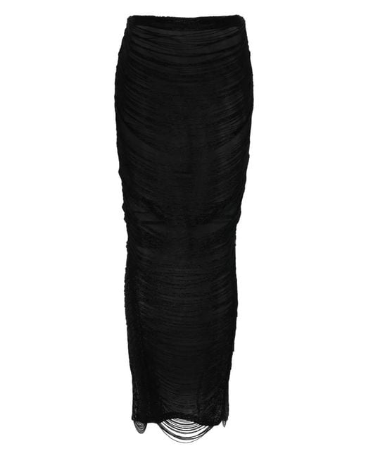 Monot Black Fringed Maxi Skirt