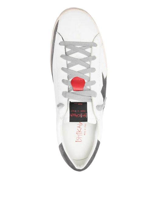 Ishikawa White Leather Sneakers for men