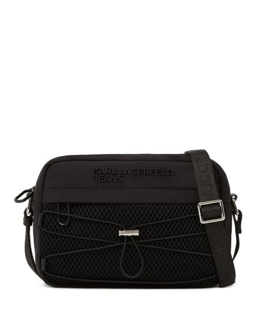 Bolso messenger con placa del logo Karl Lagerfeld de hombre de color Black