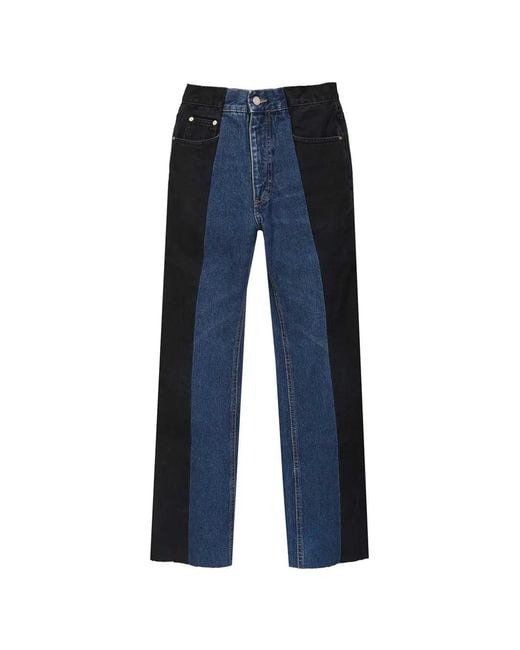 E.L.V. Denim Blue Dark Panelled Flare Jeans