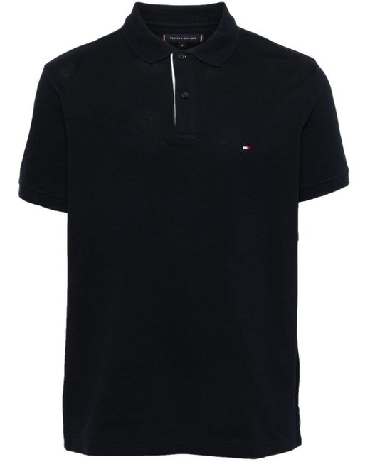 Tommy Hilfiger Black Logo-embroidered Polo Shirt for men