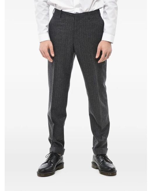 Corneliani Black Cc Collection Belt-Loop Trousers for men