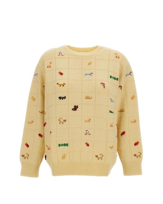 Bode Natural Zoologist Embroidered Sweater