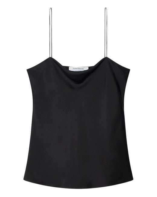 Another Tomorrow Black Slip-On Silk Top
