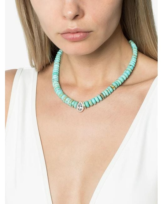 Jacquie Aiche Blue 14Kt Rose Multi-Stone Necklace