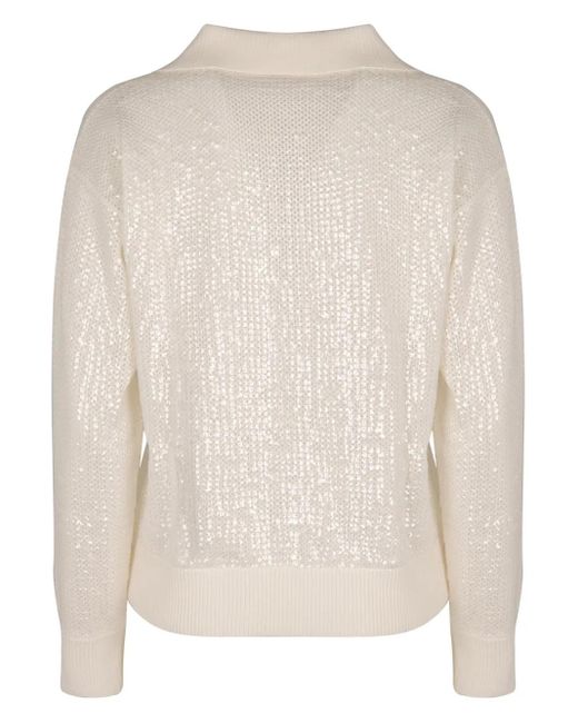 P.A.R.O.S.H. Natural Sequinned Polo Top
