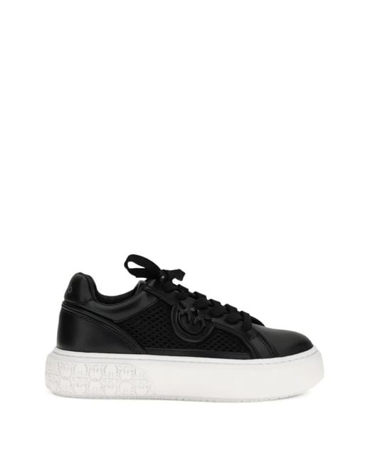 Pinko Black Logo Appliqué Platform Sneakers