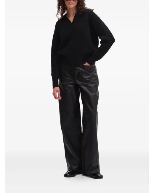 Remain Gray Cocoon Leather Panel Trousers