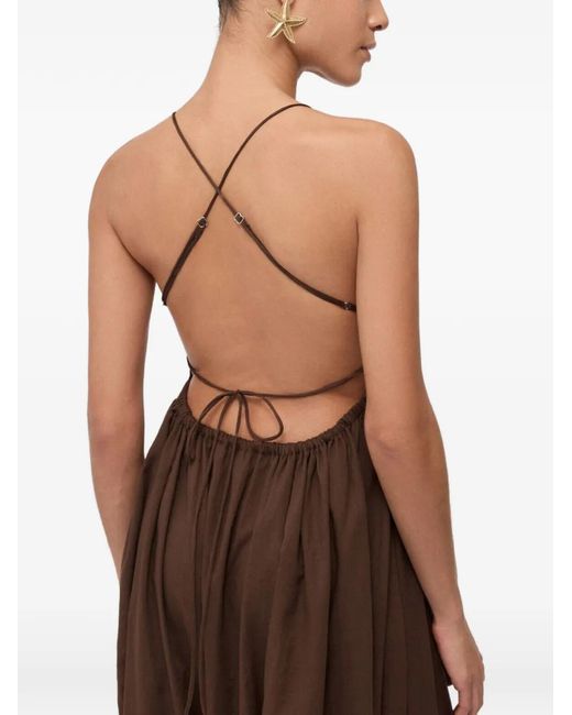 Ottod'Ame Brown Plunging Cross-Back Dress