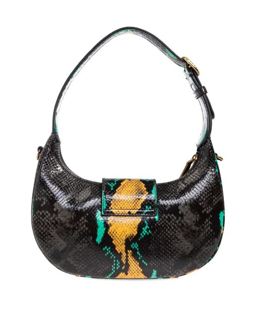 Kurt Geiger Black Small Chelsea Snake-Print Shoulder Bag