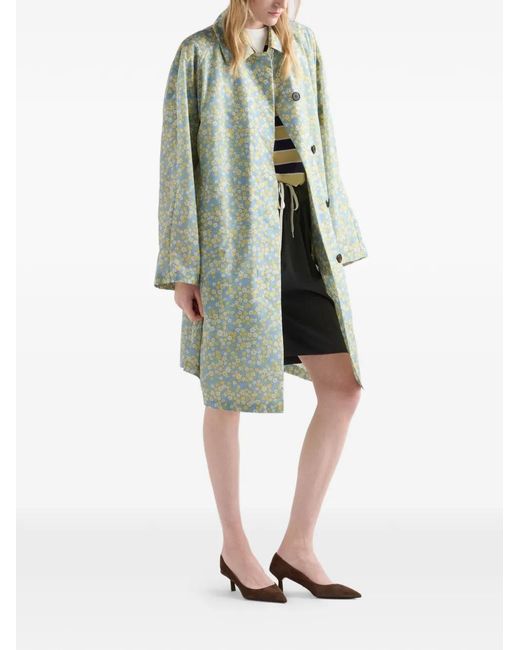 Prada Blue Printed Re-Nylon Raincoat