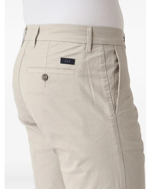 Fay Natural Pantalon Retroussé À Écusson À Logo for men