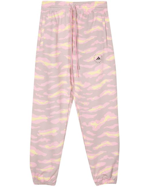 Adidas By Stella McCartney Pink Camouflage-pattern Logo-print Track Pants