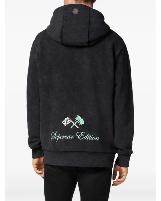 Philipp Plein Black Racing Club Hoodie for men