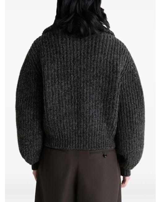 Cardigan Nervurée À Fermeture Zippée Lemaire en coloris Black