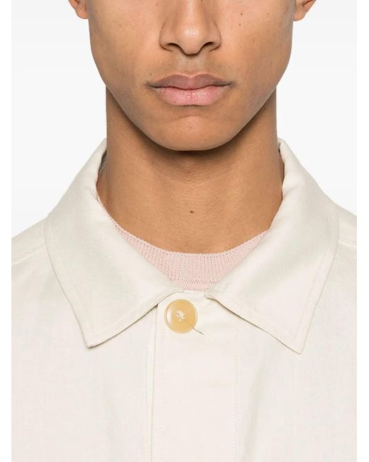 Canali White Linen Shirt Jacket for men