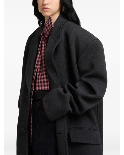 Marni Black Deep Tweed Oversized Coat