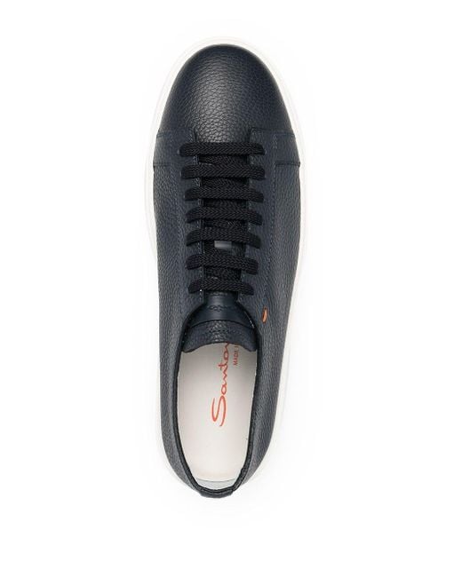 Santoni Blue Leather Sneakers for men