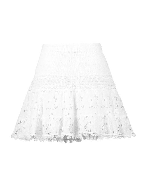Temptation Positano Gesmockte Rok Met Ringlets in het White