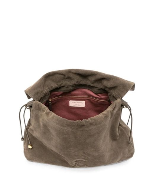 Coccinelle Brown Drawstring Leather Shoulder Bag