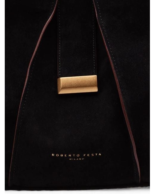 Roberto Festa Black Eloise Large Suede Tote Bag