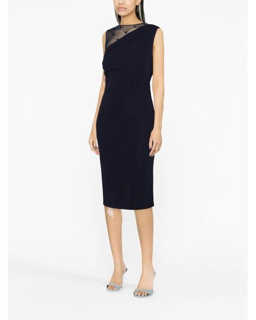 Givenchy Blue Mesh-Panel Midi Dress