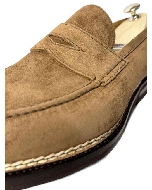 Bontoni White Principe Suede Loafers for men