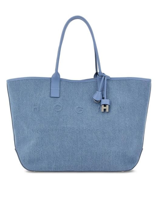 Hogan Blue Sac Cabas À Breloque Embossée
