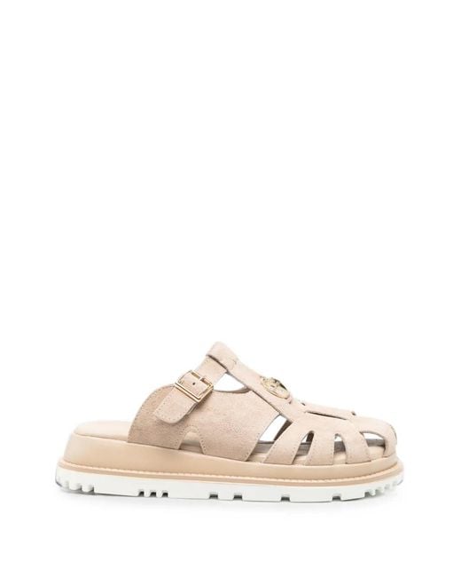 SERGIO MORETTI FIRENZE Natural Buckle-Fastening Cut-Out Sandals