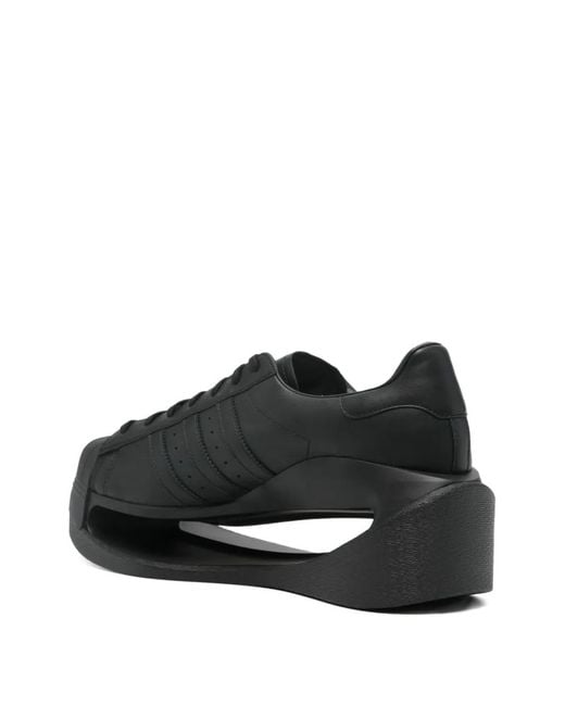 Y-3 Black Plateau-Sneakers Aus Leder