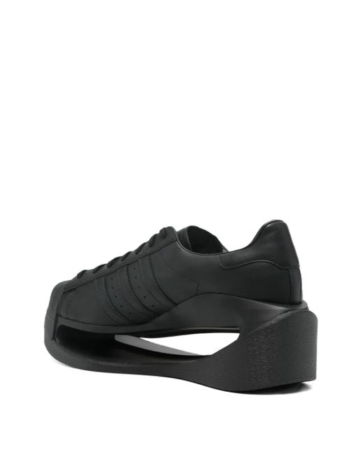 Y-3 Black Platform Leather Trainers