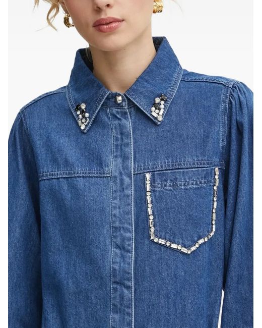 Bruuns Bazaar Blue Embellished Denim Shirt
