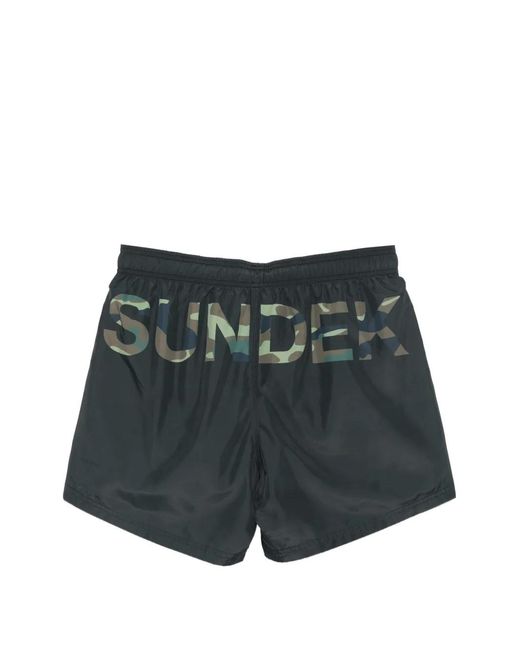 Sundek White Logo-Print Swim Shorts for men