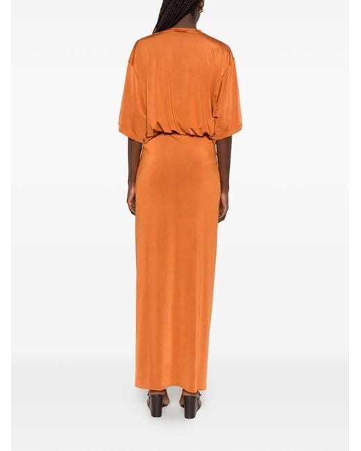 ANDAMANE Orange Anja Cut-Out Draped Dress