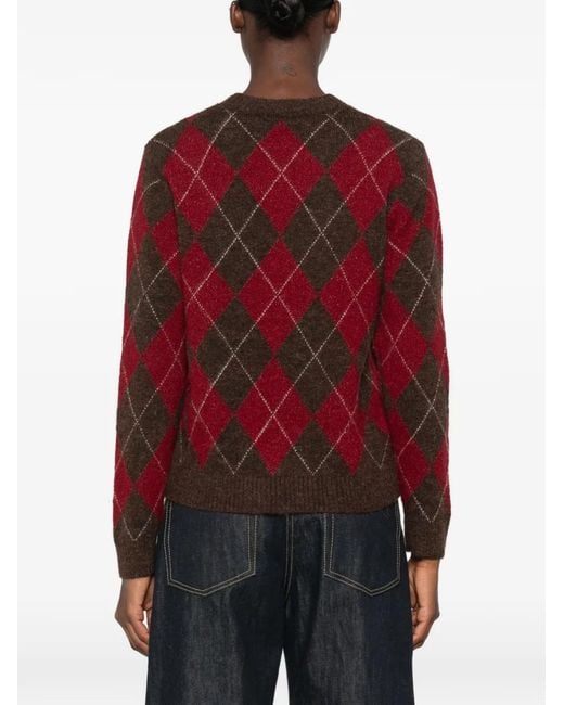 Yerse Red Pullover Mit Argyle-Muster