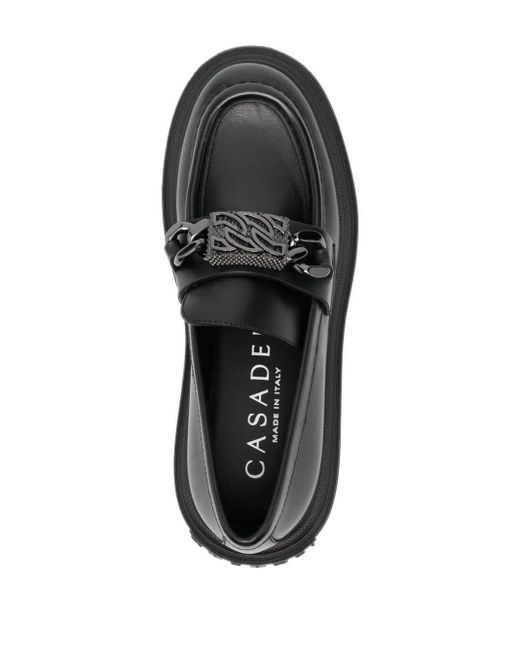Casadei Black Logo-plaque Loafers