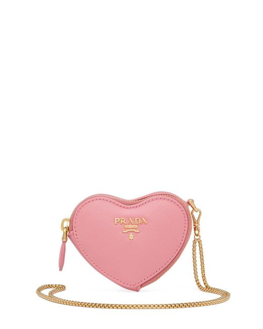 Prada Pink Heart Shaped Wallet On Chain