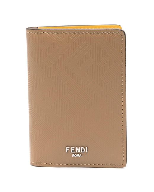 Fendi Natural Ff-patterned Leather Card Holder for men