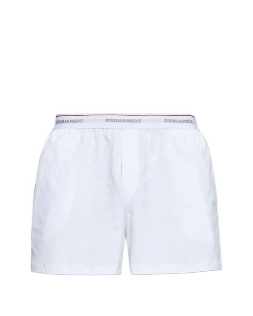 DSquared² White Logo Trunks for men