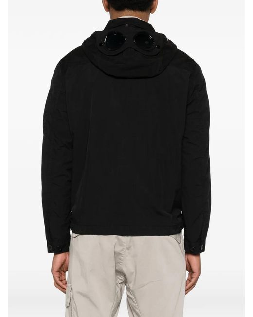 C P Company Black Chest-Pocket Hooded Jacket for men