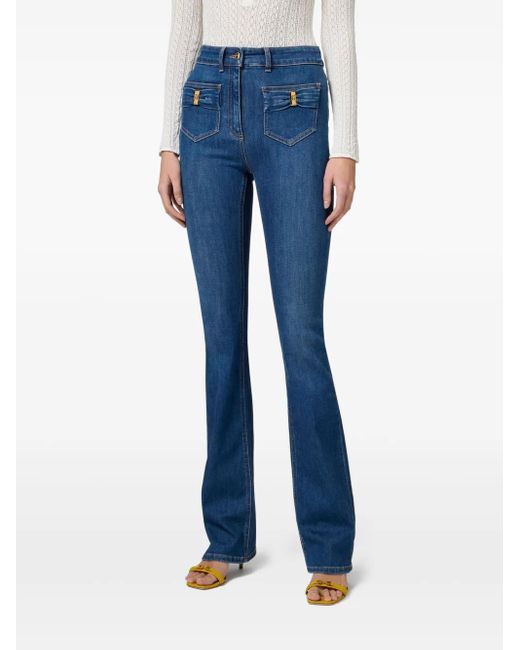 Elisabetta Franchi リボンディテール フレアジーンズ Blue