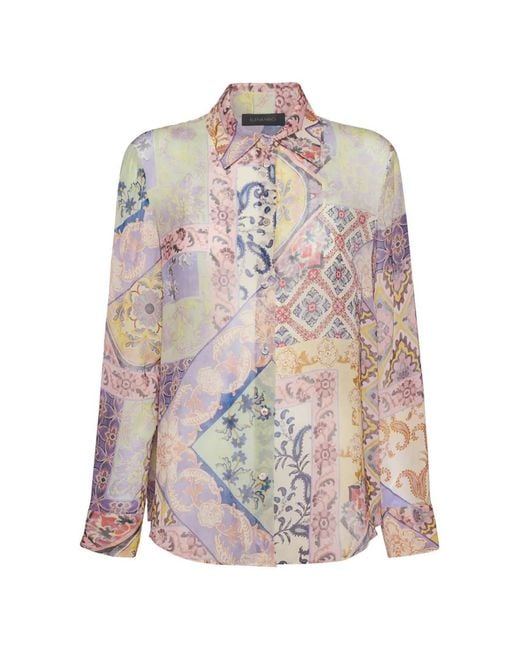 Elena Miro White Floral Patchwork Shirt