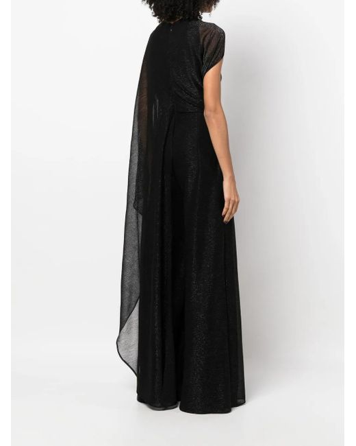 Talbot Runhof Black Cape Wide-Leg Jumpsuit