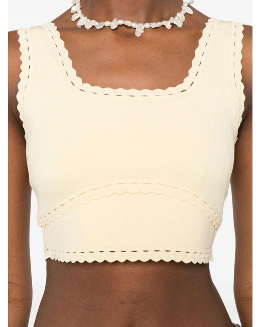 Sandro Natural Scalloped-Trim Crop Top