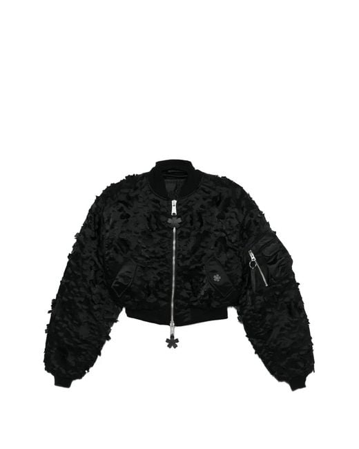 Alpha Industries Black X Cecile Bahnsen Ma-1 Flower-Appliqué Zipped Bomber Jacket